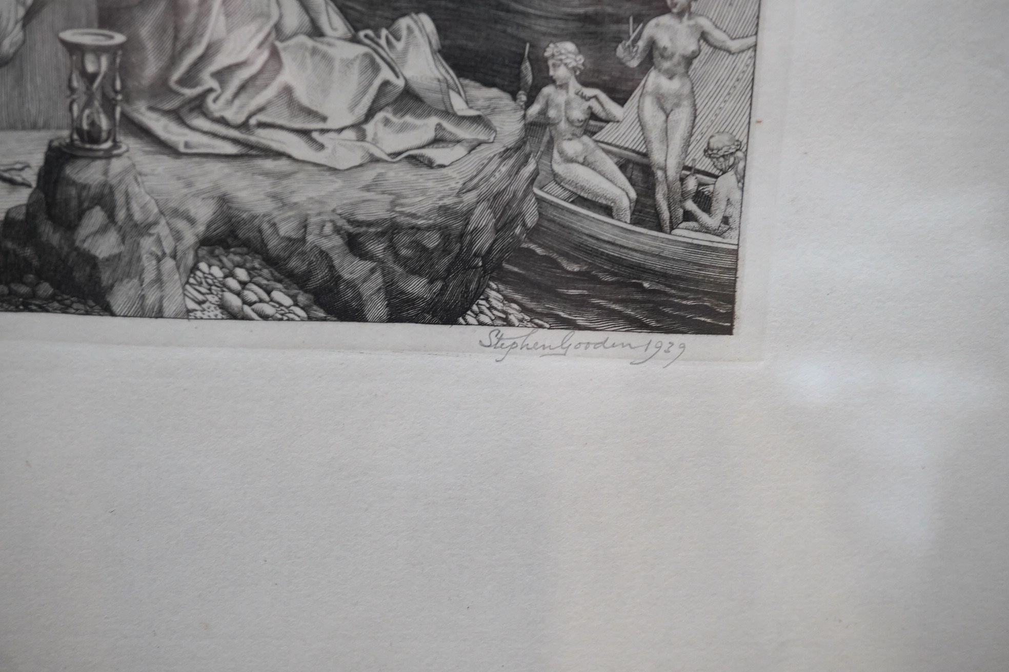 Stephen Gooden (1892-1955), engraving, “St. John in Patmos” 1939, signed and dated 1939, one of only a few signed copies, overall sheet 31 x 24.5cm. Condition - good